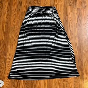 Black and White Striped Maxi Skirt